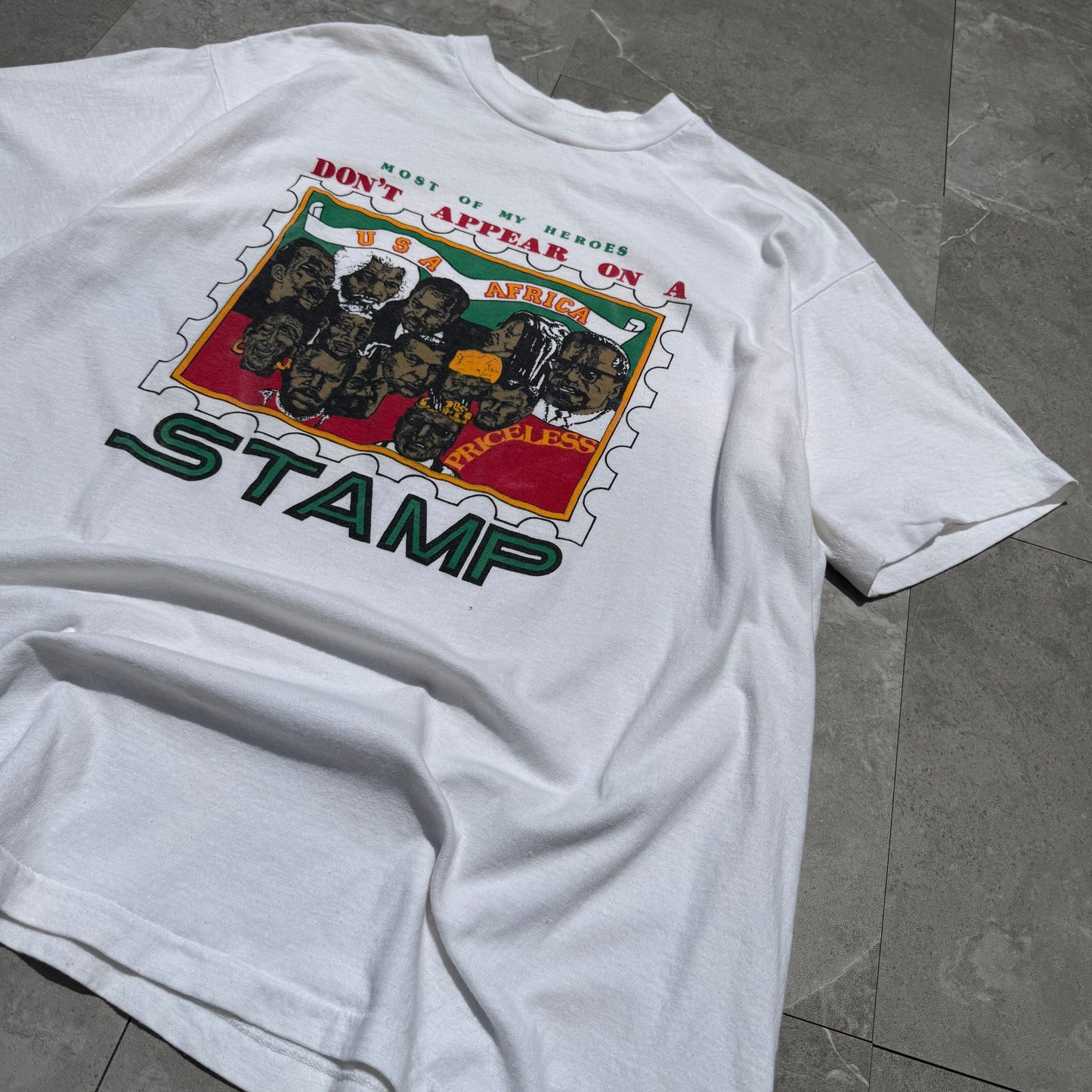 80s-90s Unknown USA Africa Stamp Single Stitch Tee KiiChain Clothing