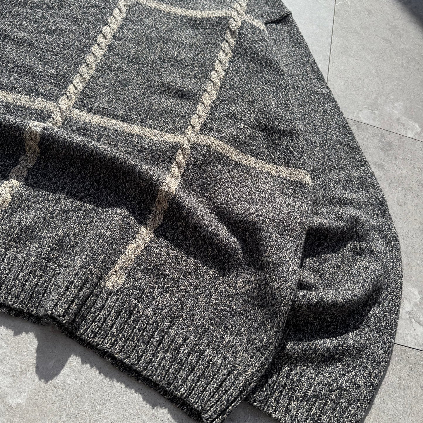 90s-00s Dockers Gray/Beige Checkered Cotton Knit