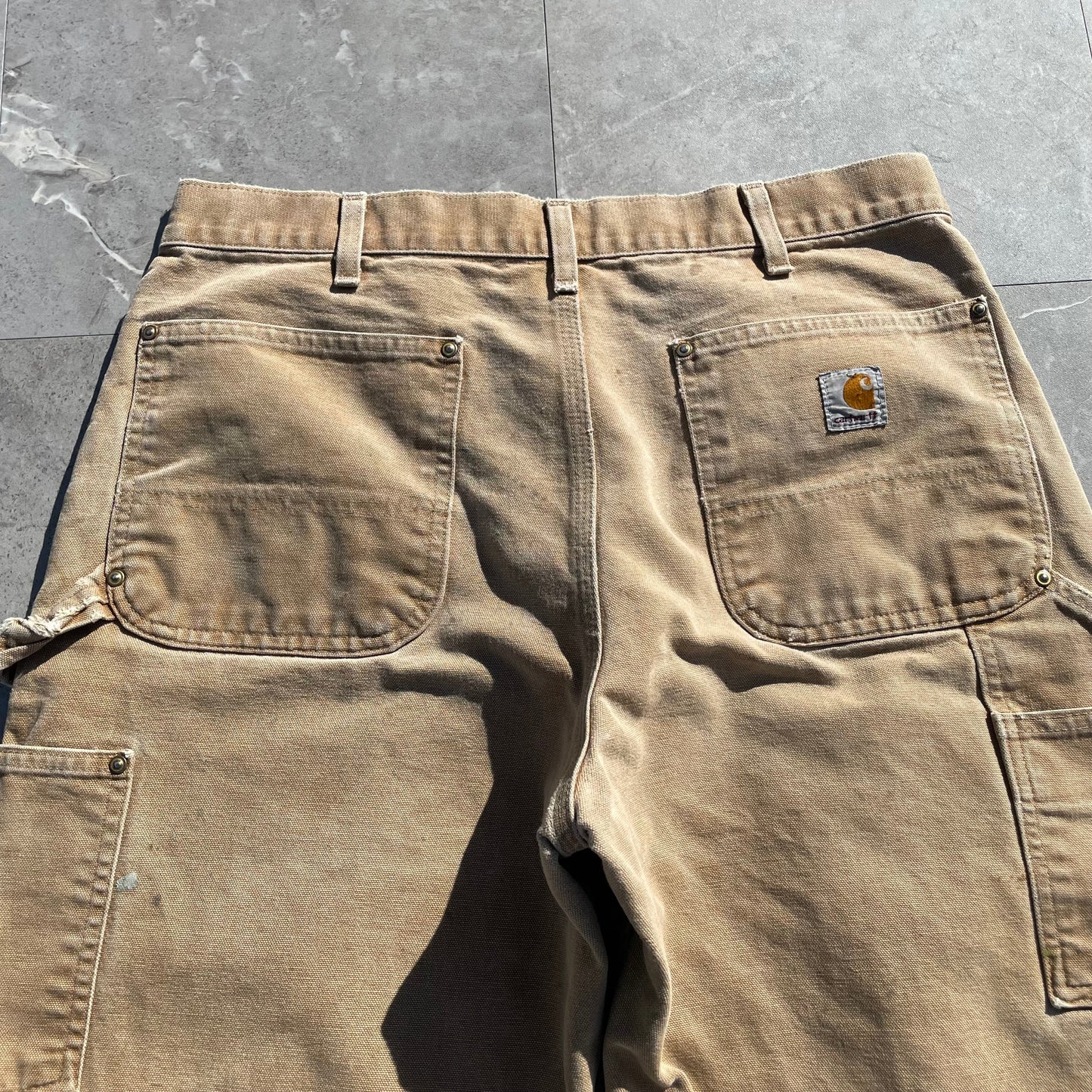 90s Carhartt Made in USA Beige Double Knee Work Pants 34x30 KiiChain Clothing