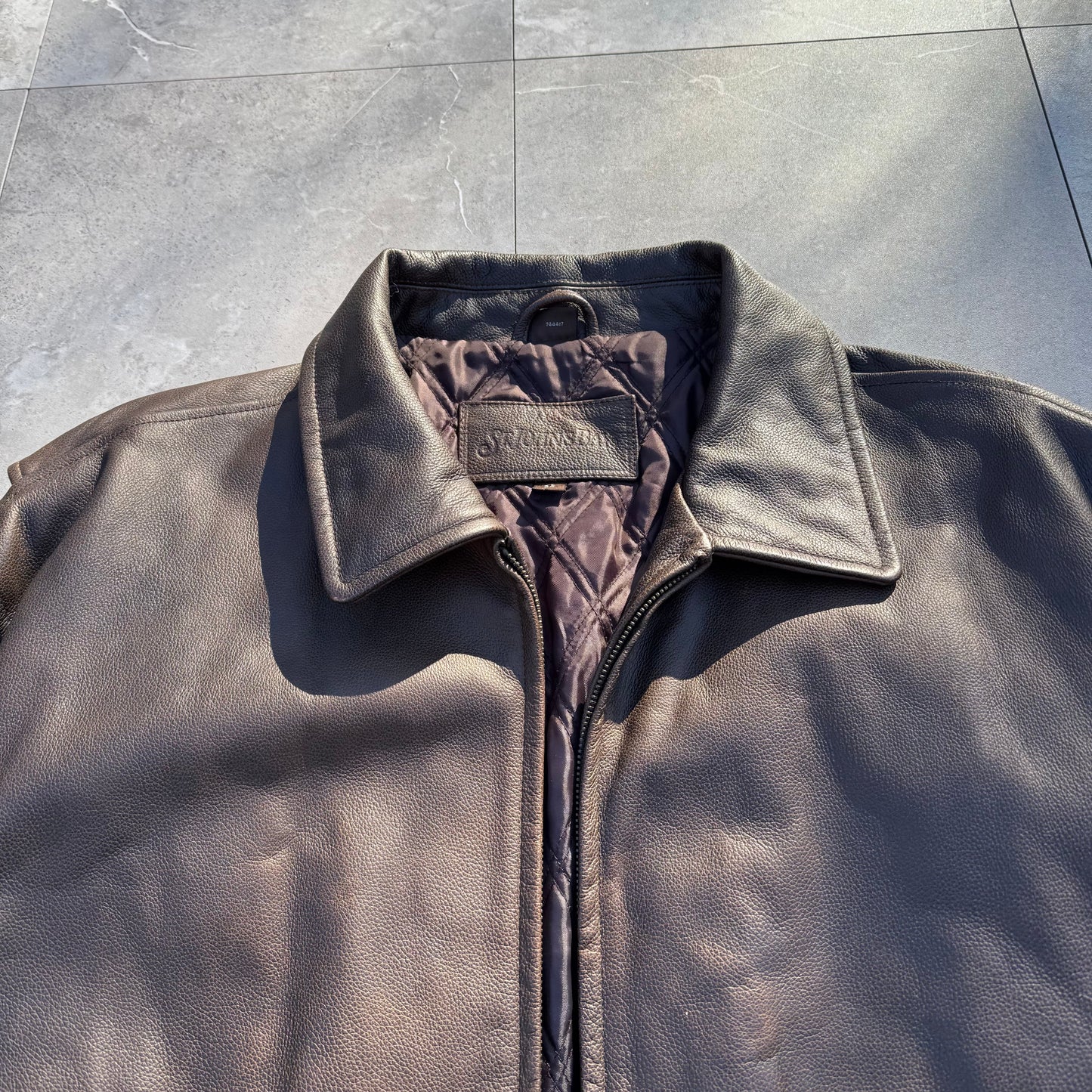 90s-00s St. John's Bay Brown Leather Jacket KiiChain Clothing