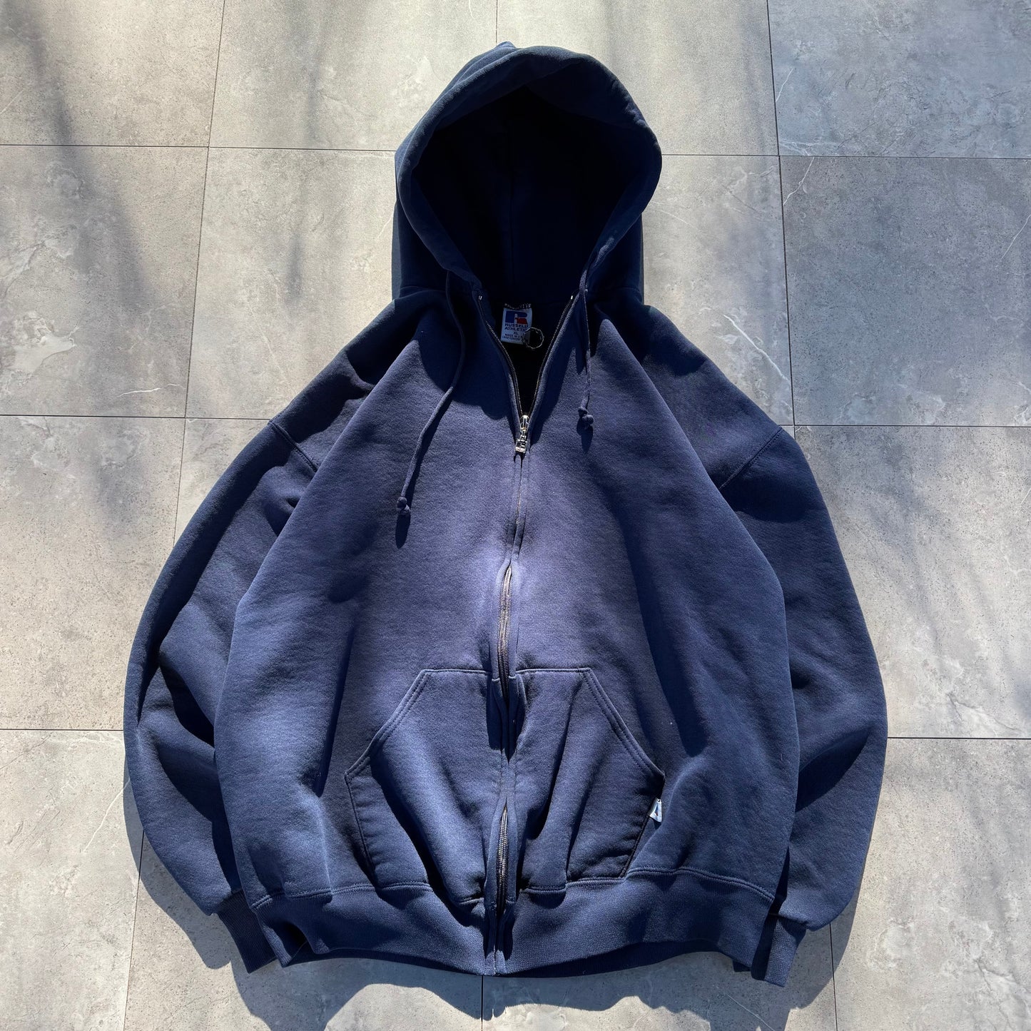 90s Russell Athletic Made in USA Navy Zip-Up Hoodie KiiChain Clothing