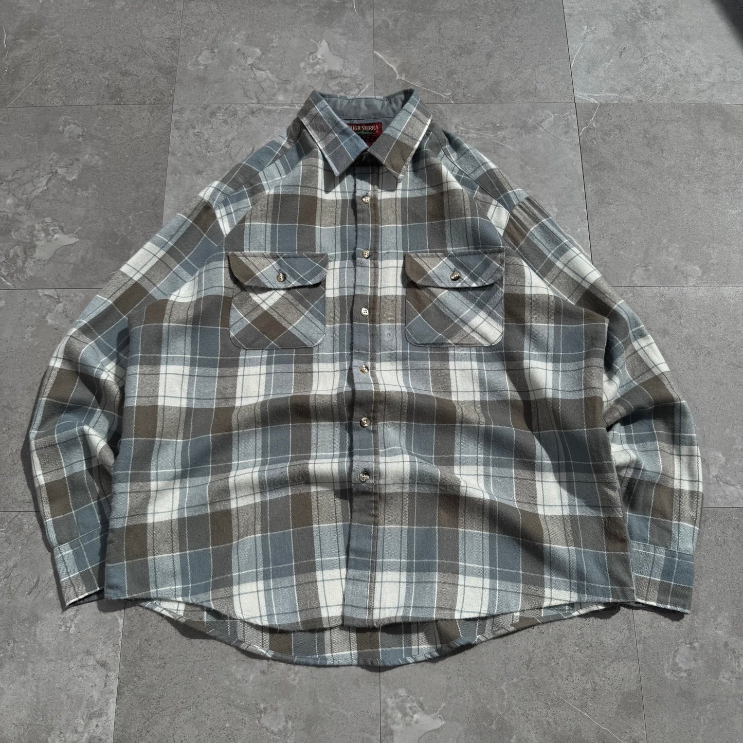 80s-90s High Sierra Faded Checkered Flannel Shirt KiiChain Clothing
