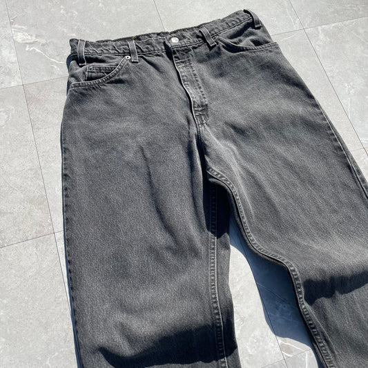 90s Levi's 550 Orange Tab Made in USA Black Denim 34x32 KiiChain Clothing