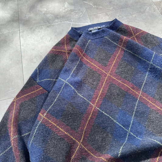 90s Nautica Wool Argyle Knit Sweater KiiChain Clothing