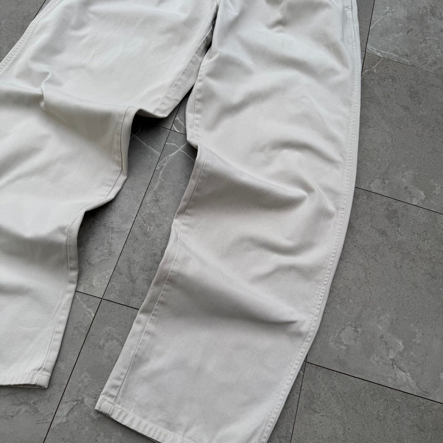 80s-90s Polo by Ralph Lauren Made in USA Cream/White Pleated Chino Pants 34x32 KiiChain Clothing
