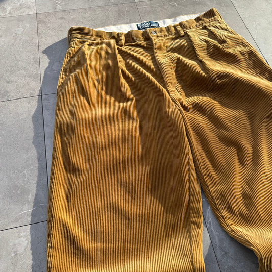 90s-00s Polo by Ralph Lauren Light Brown Corduroy Andrew Pants 36x30 KiiChain Clothing