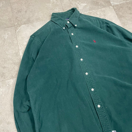 90s Ralph Lauren Green Chamois Shirt KiiChain Clothing