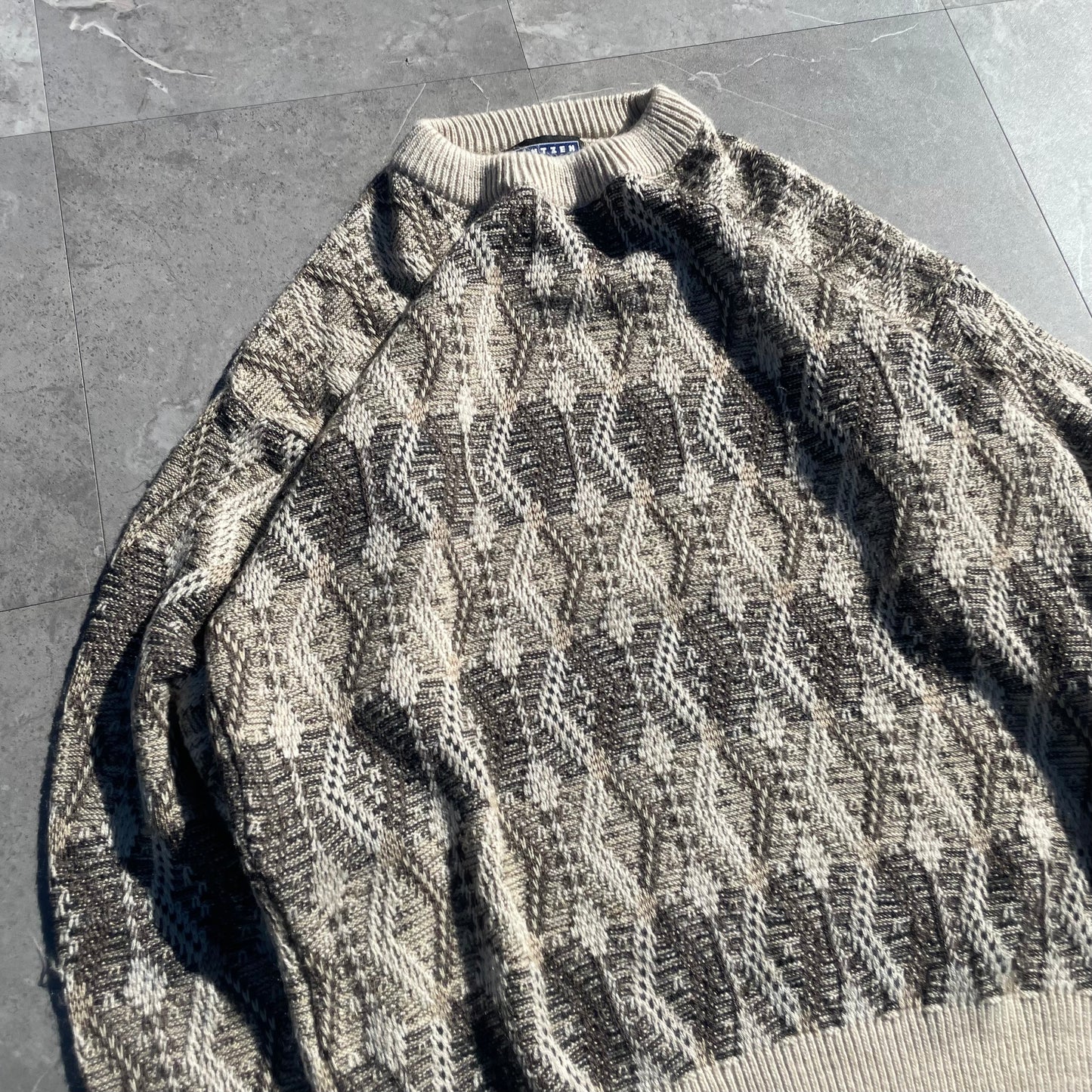 90s-00s Jantzen Acrylic Cream/Brown Design Knit KiiChain Clothing