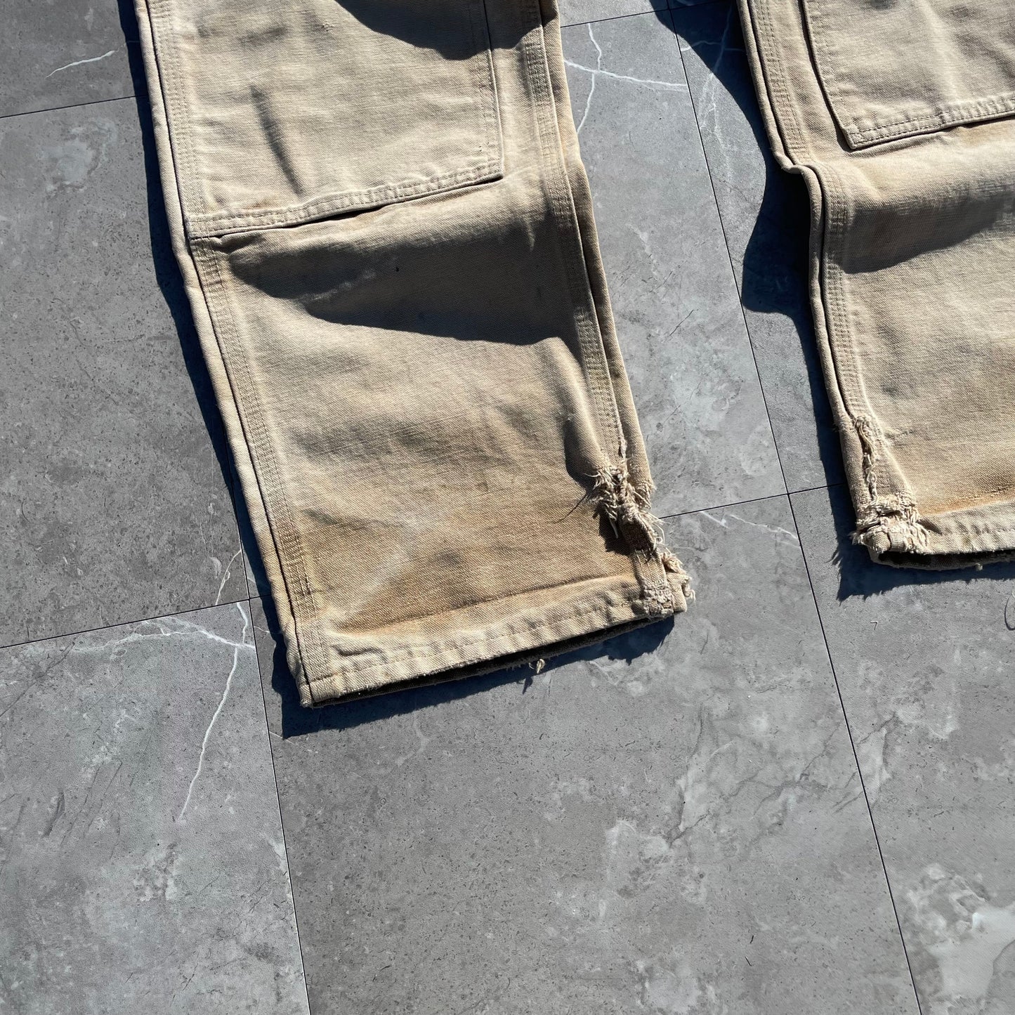 90s Carhartt Made in USA Beige Double Knee Work Pants 30x32 KiiChain Clothing