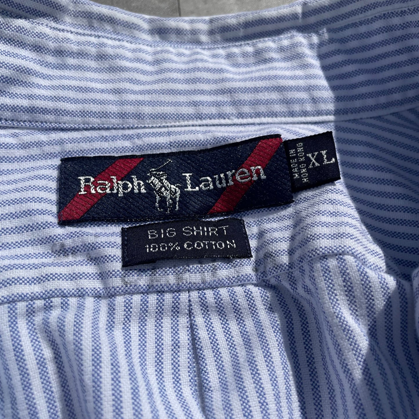 90s-00s Ralph Lauren “Big Shirt Blue Striped Shirt KiiChain Clothing