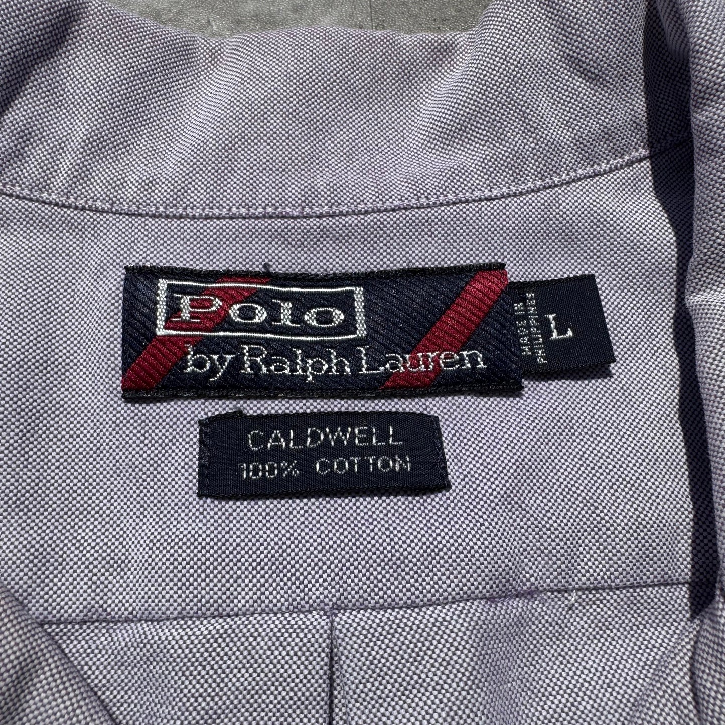 90s-00s Ralph Lauren Caldwell Purple Cotton Pocket Pony Open Collar Shirt KiiChain Clothing