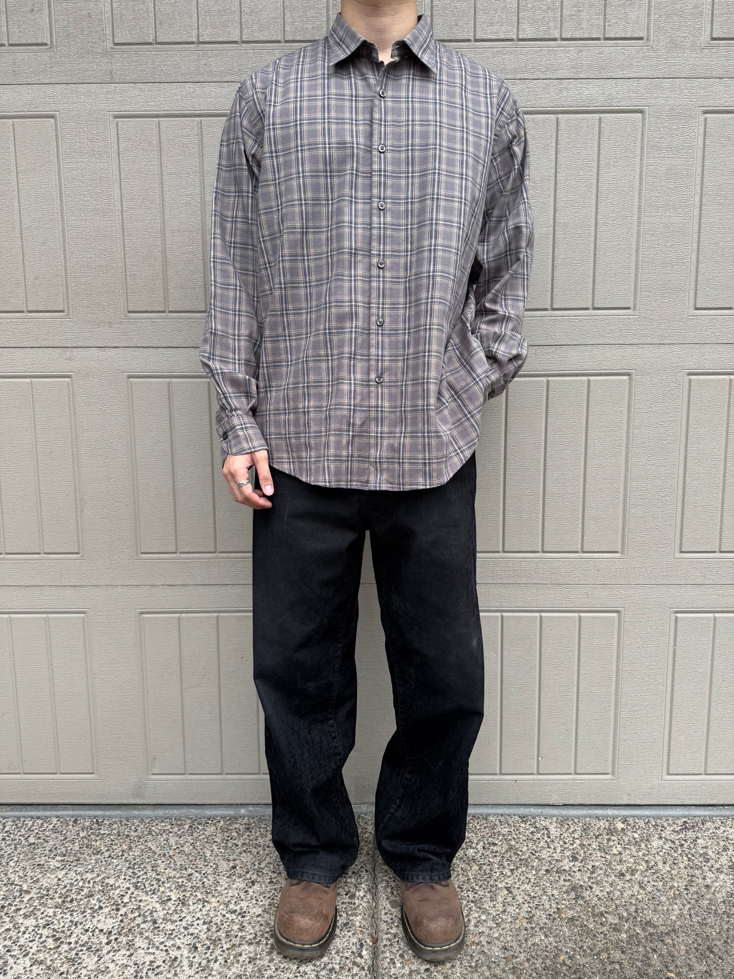 90s Dockers Gray Faded Checkered Shirt