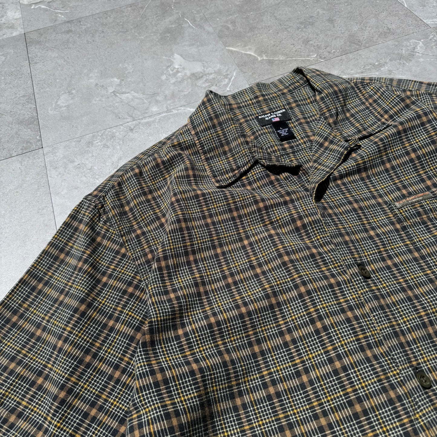 90s-00s Ralph Lauren Jeans Co Checkered Cotton Open Collar Shirt KiiChain Clothing