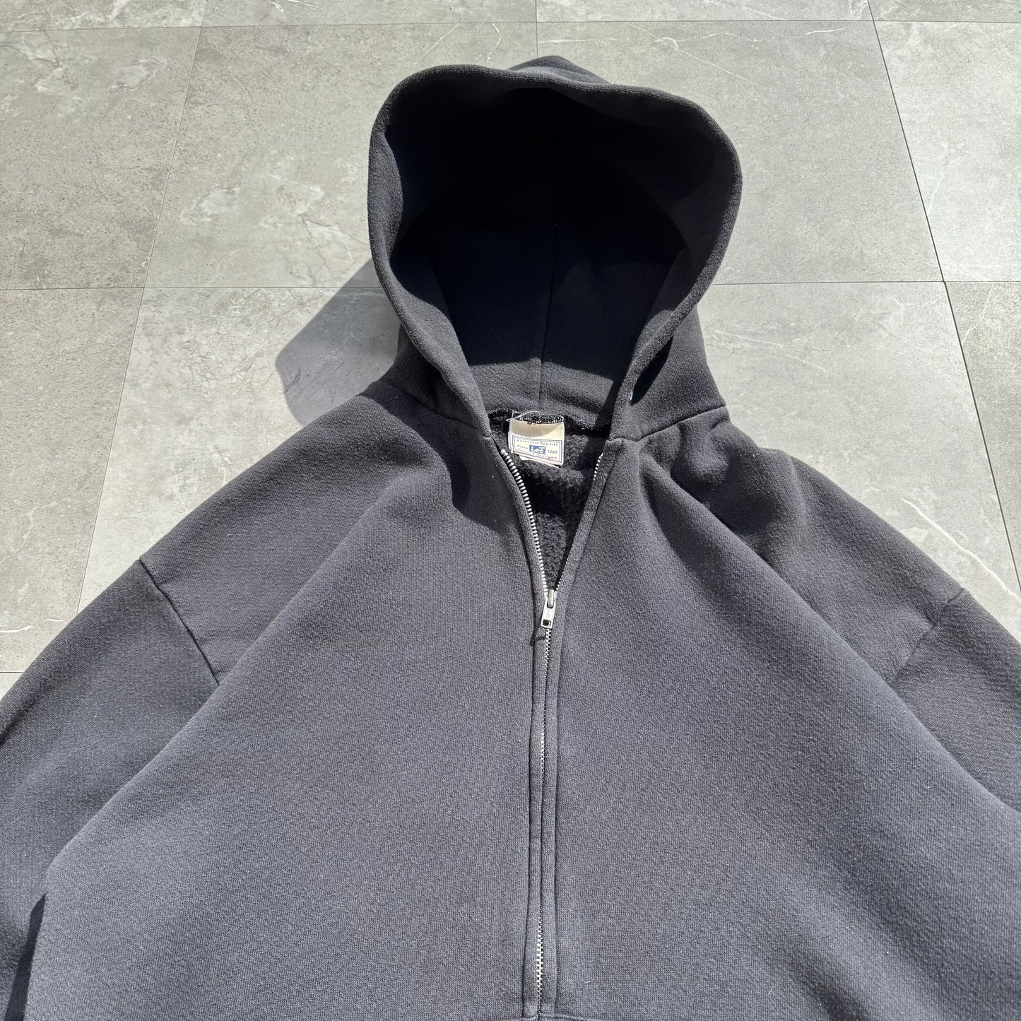 90s Lee Heavyweight Faded Black Zip-Up Hoodie KiiChain Clothing