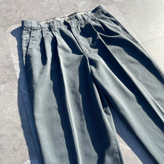 90s Dockers Made in USA Two-Tuck Pleated Stone Gray Chino Pants 36x32 KiiChain Clothing