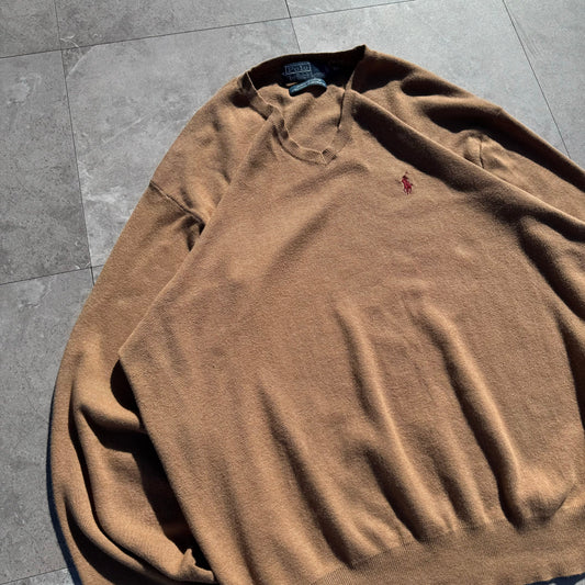 90s-00s Ralph Lauren 100% Pima Cotton Exclusive of Decoration V-Neck Knit KiiChain Clothing
