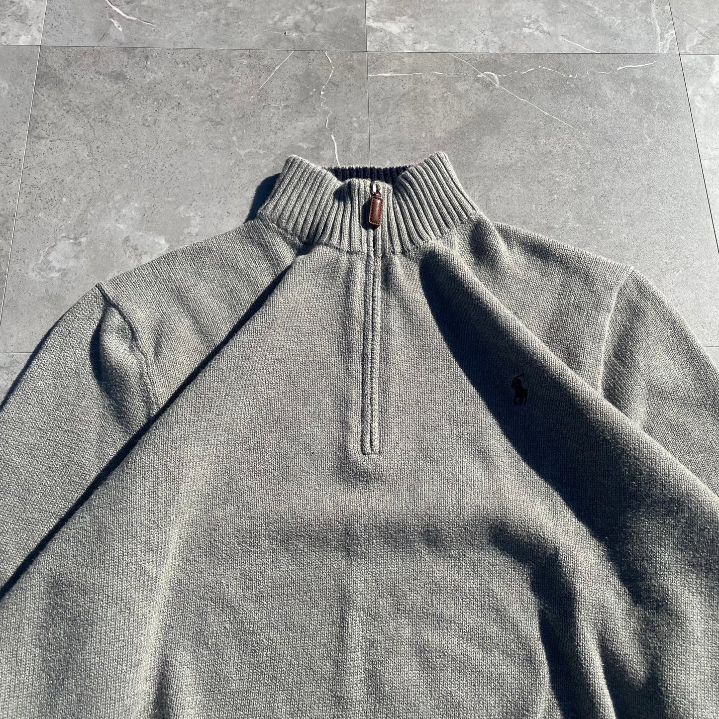 90s Ralph Lauren “Exclusive of Decoration” Gray Half-Zip Knit Pullover KiiChain Clothing