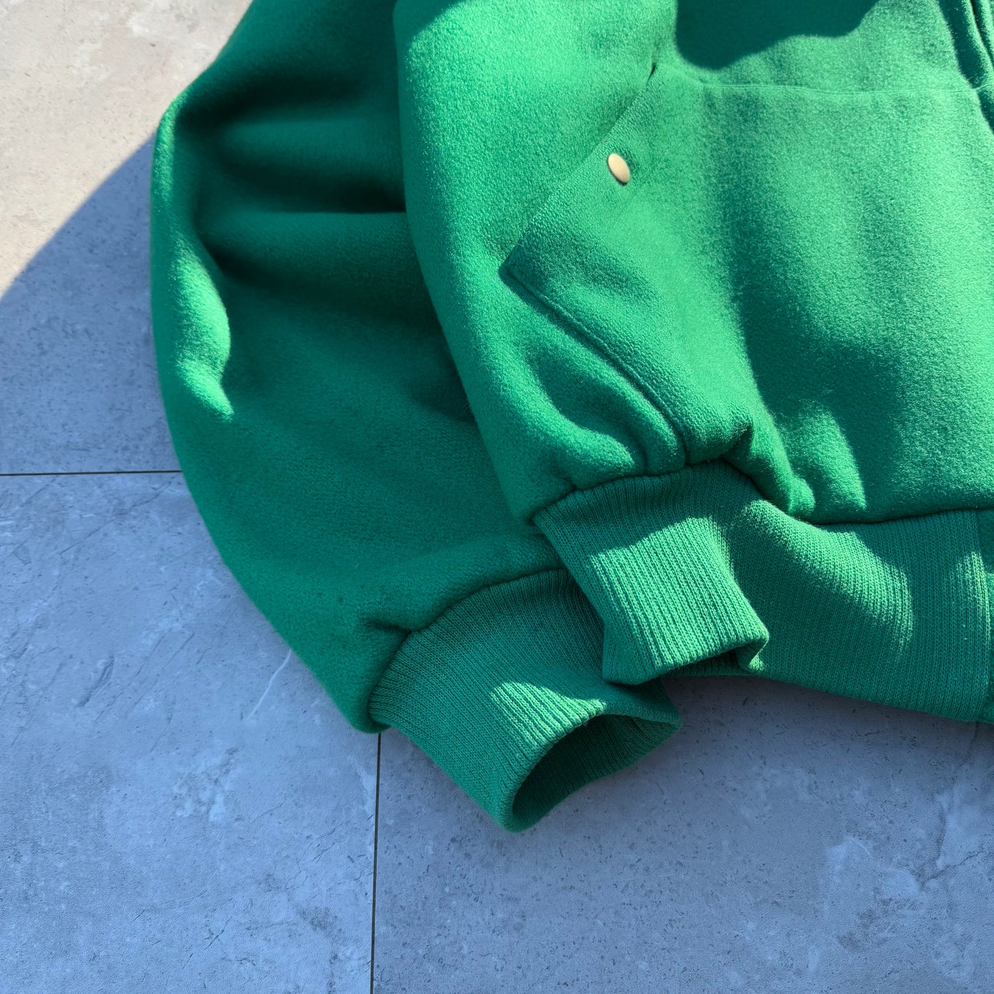 80s Ralph Lauren Made in USA Green Detachable Hoodie Wool Swing Top Jacket KiiChain Clothing