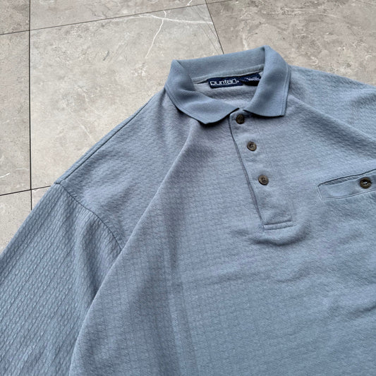 90s Puritan Faded Blue Long Sleeve Polo KiiChain Clothing