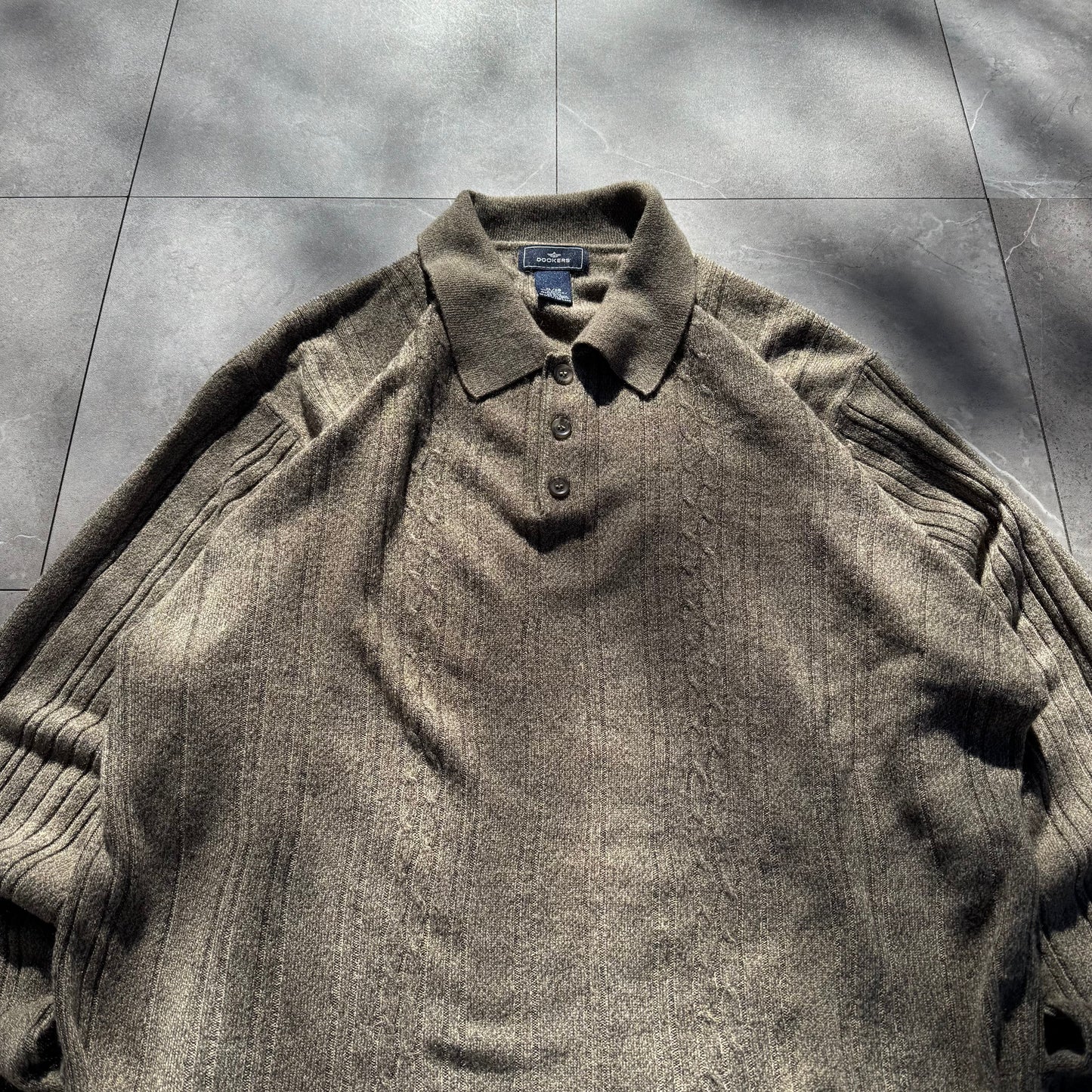 00s Dockers Beige Knit Polo KiiChain Clothing