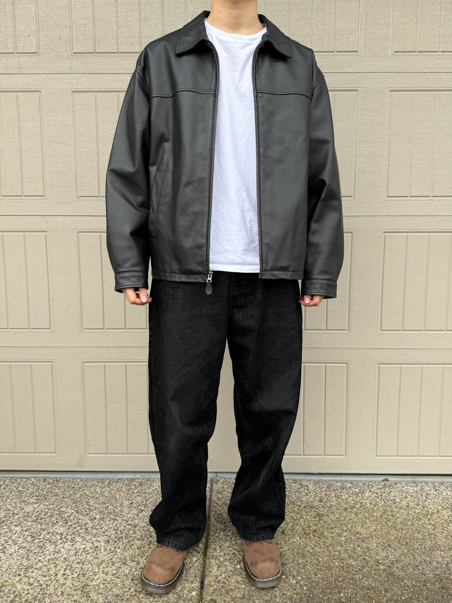 90s-00s St. John's Bay Black Leather Jacket KiiChain Clothing