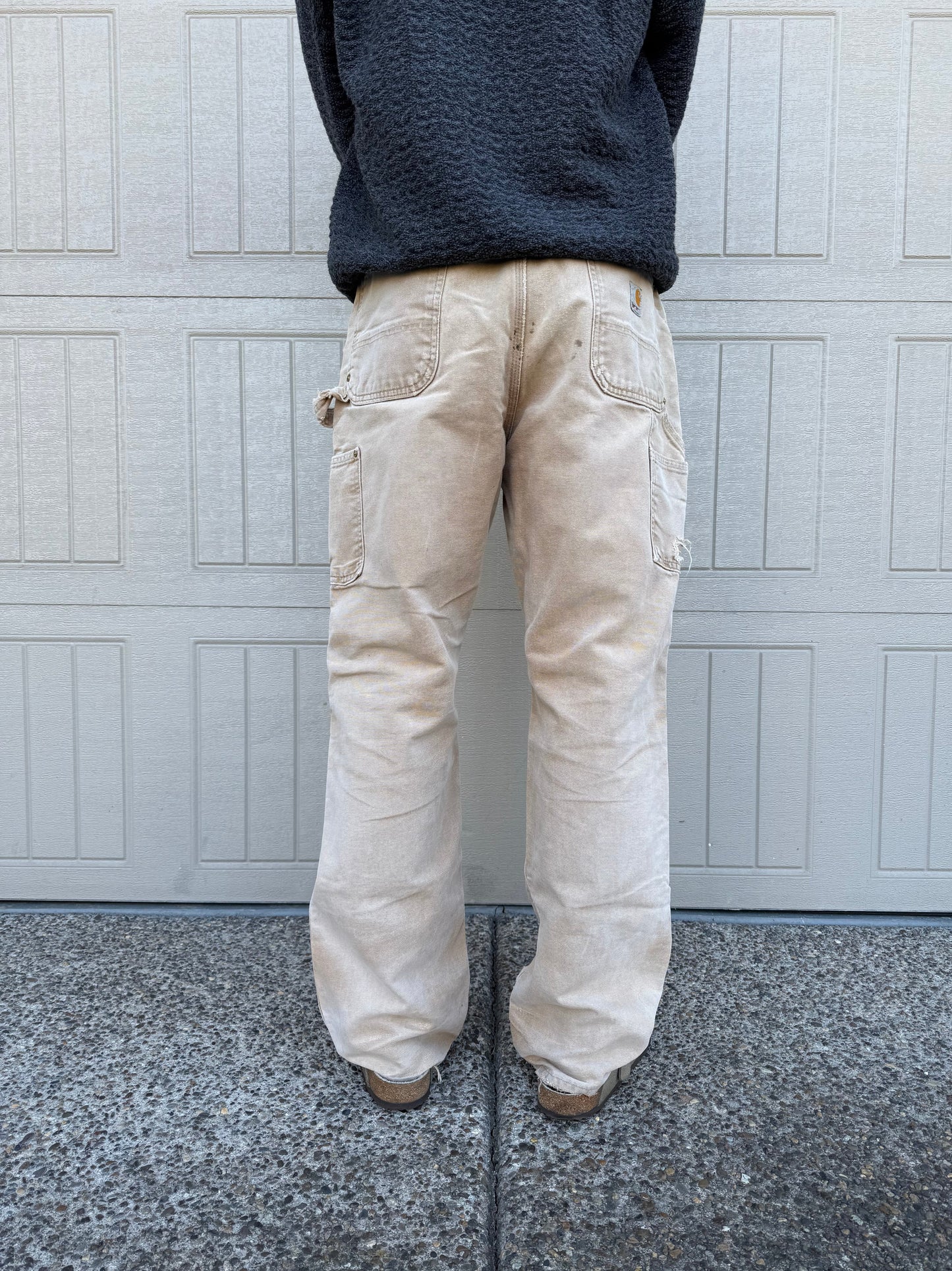 90s Carhartt Made in USA Beige Double Knee Work Pants 36x32 KiiChain Clothing