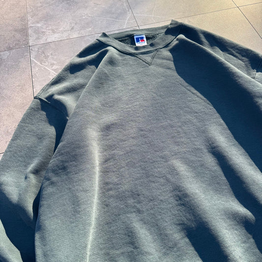 90s Russell Athletic Made in USA Green/Grey Blank Sweatshirt KiiChain Clothing
