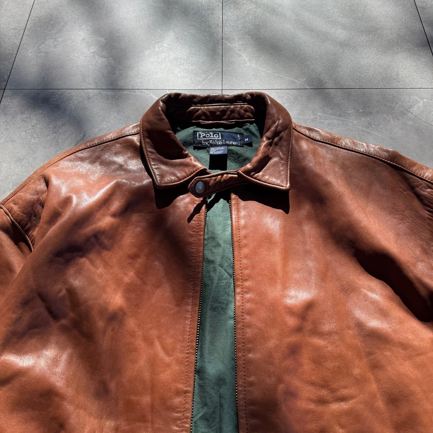 90s Polo by Ralph Lauren Light Brown Rare “No Pony” Leather Jacket