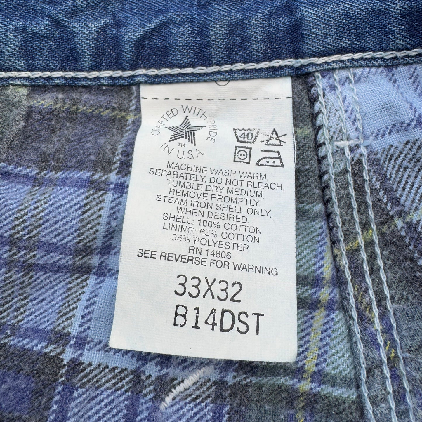 90s Carhartt Made in USA Flannel Lined Denim 33x32 KiiChain Clothing