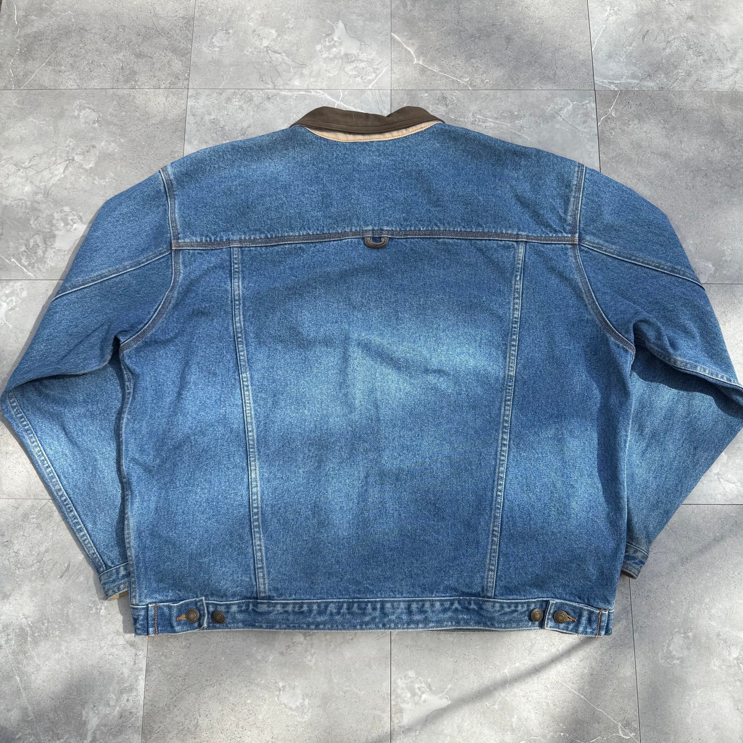 90s St. John's Bay Leather Collar Denim Jacket KiiChain Clothing