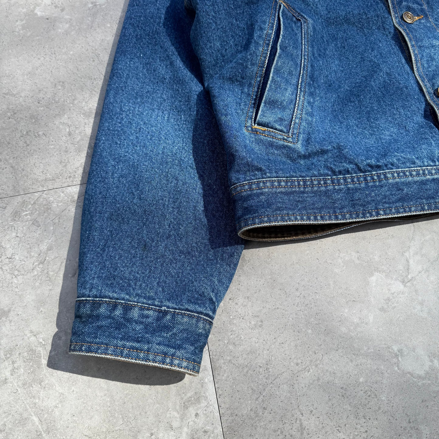 90s Chaps Ralph Lauren Leather Collar Flannel-Lined Denim Jacket