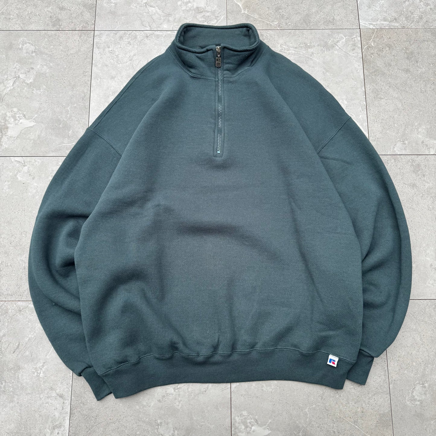 90s Russell Athletic Green Half-Zip Sweatshirt KiiChain Clothing