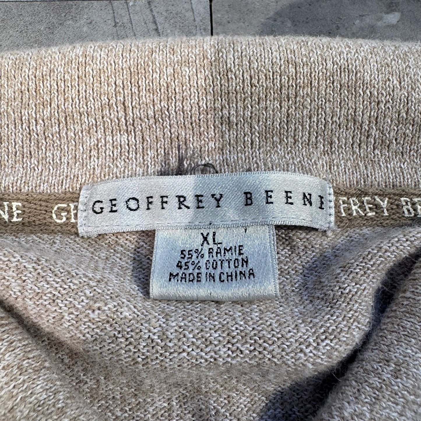 90s-00s Geoffrey Beene Ramie Cotton Cream Knit Polo KiiChain Clothing