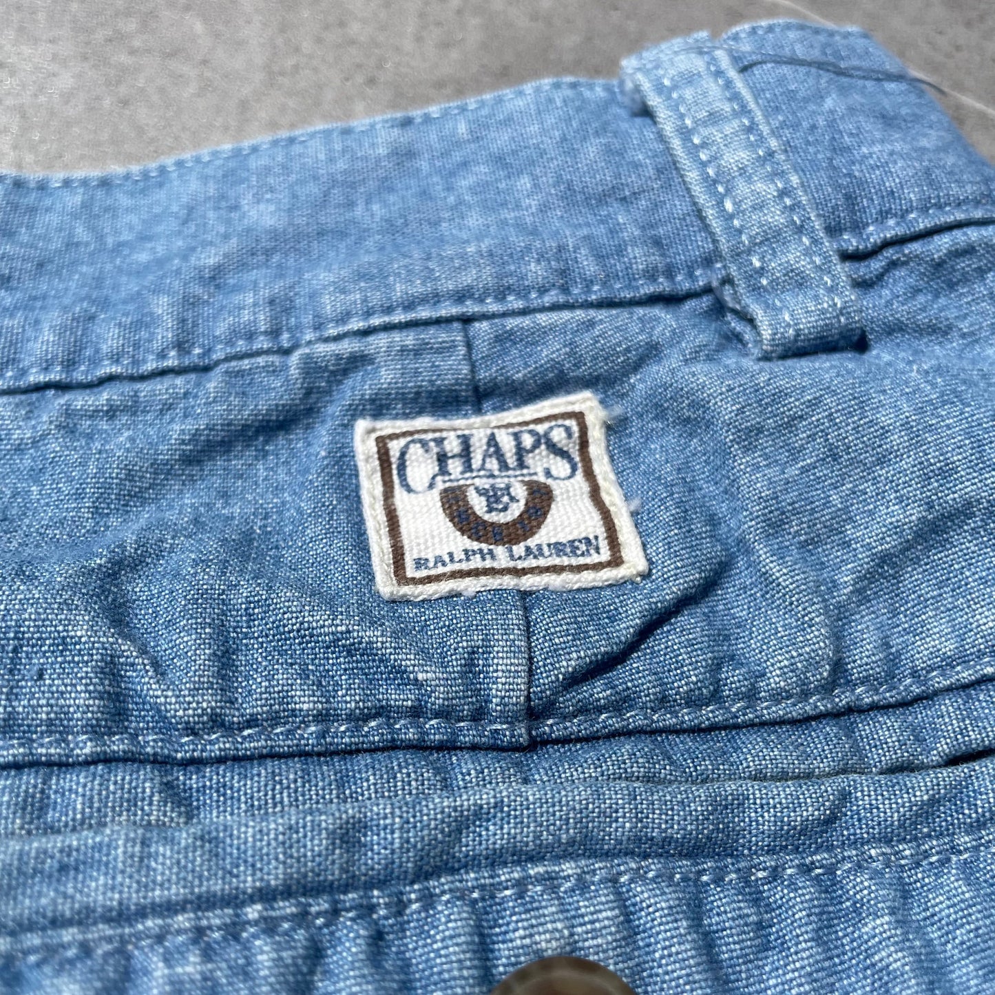 80s Chaps Ralph Lauren Tucked Denim Shorts Size 36 KiiChain Clothing