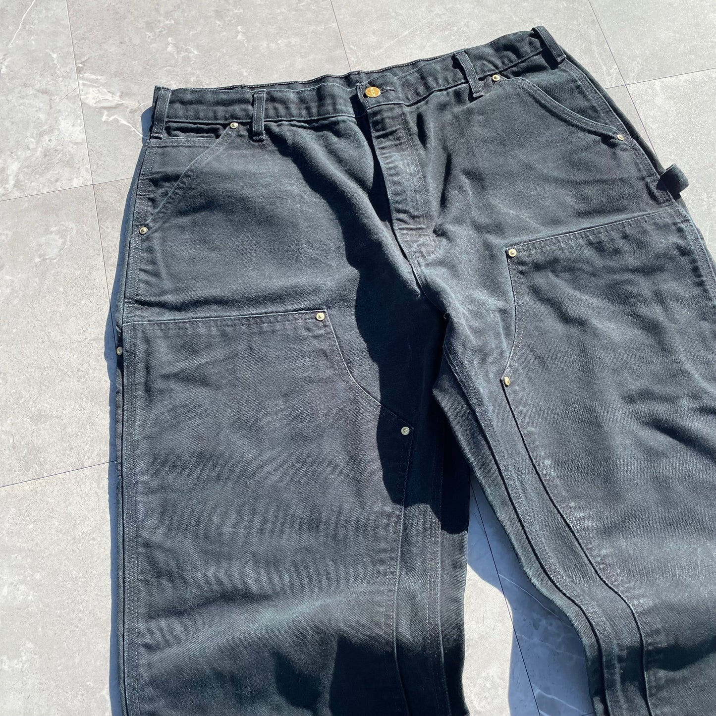 90s-00s Carhartt Made in USA Black Double Knee Work Pants 38x34 KiiChain Clothing