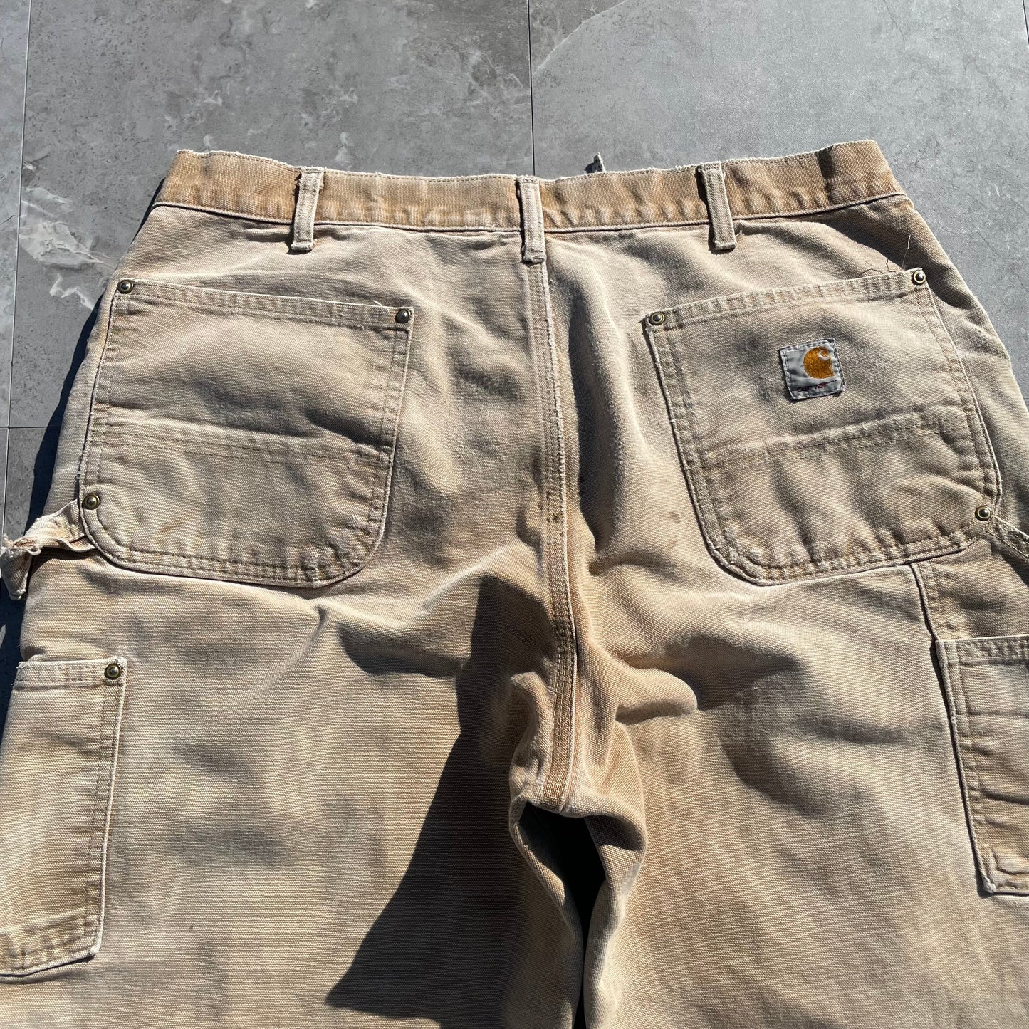 90s Carhartt Made in USA Beige Double Knee Work Pants 36x32 KiiChain Clothing