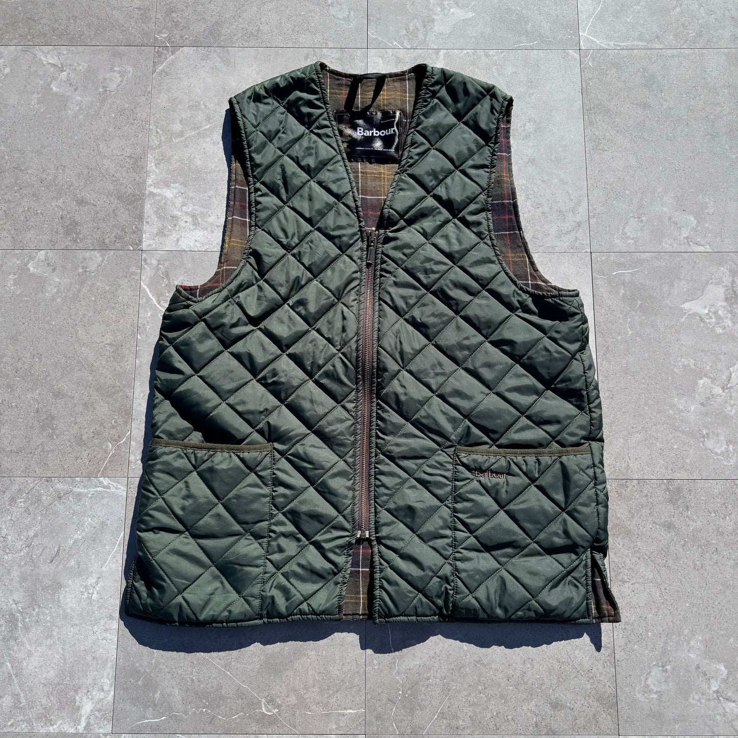 Barbour Plaid-Lined Light Weight Down Vest KiiChain Clothing