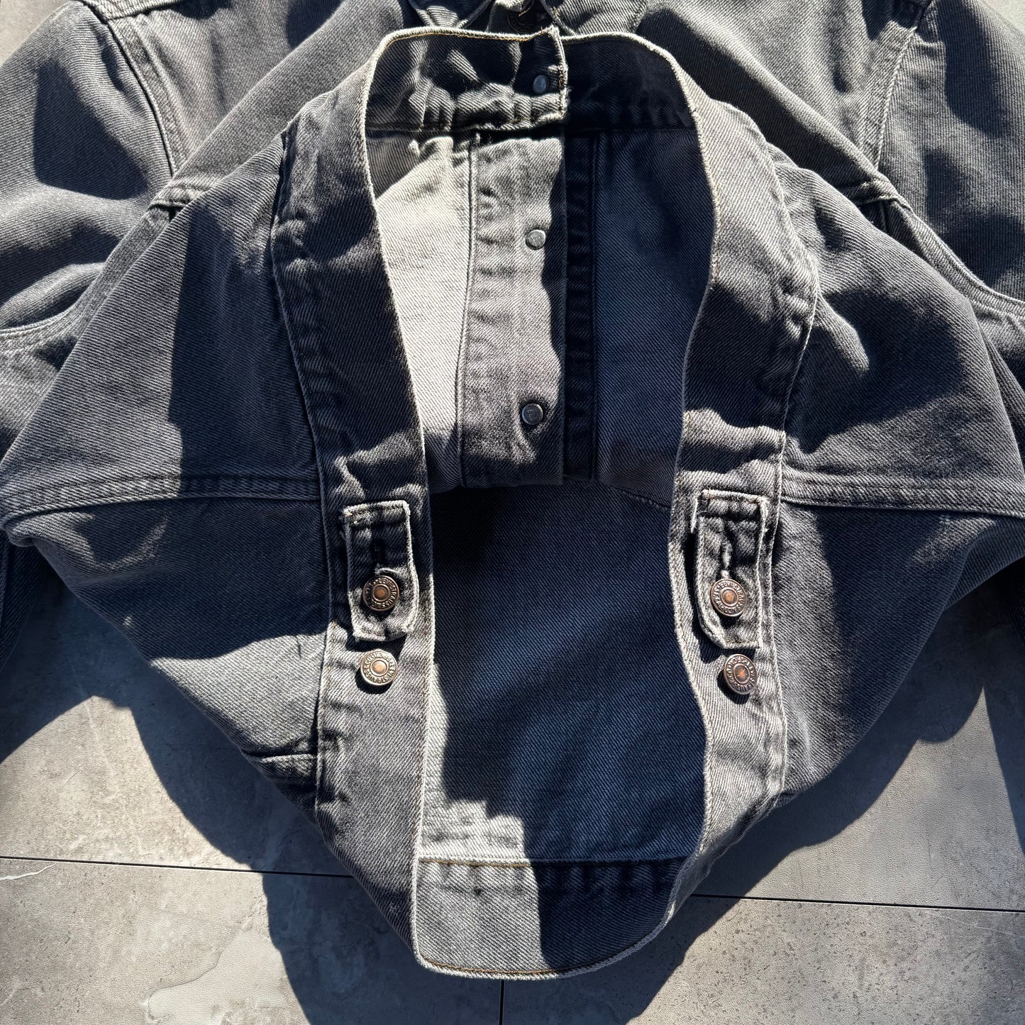 80s Levi's 70506 Made in USA Faded Black Denim Jacket