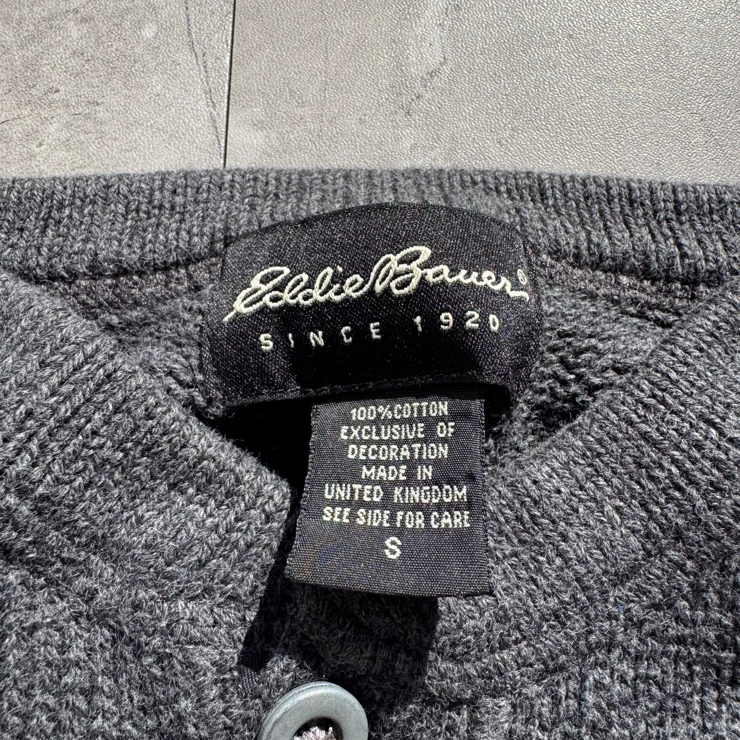 00s Eddie Bauer Made in UK Gray Henley Neck Cotton Knit KiiChain Clothing