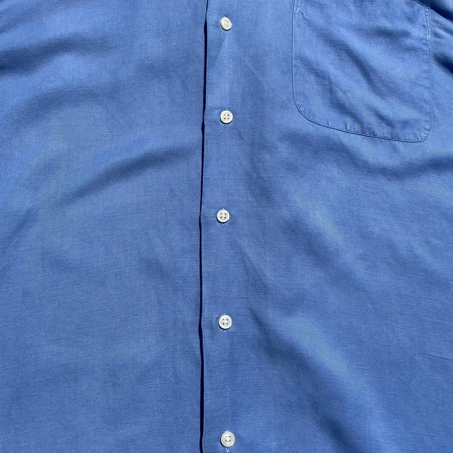 90s Ralph Lauren Caldwell Silk Linen Blue Hawaiian Shirt KiiChain Clothing
