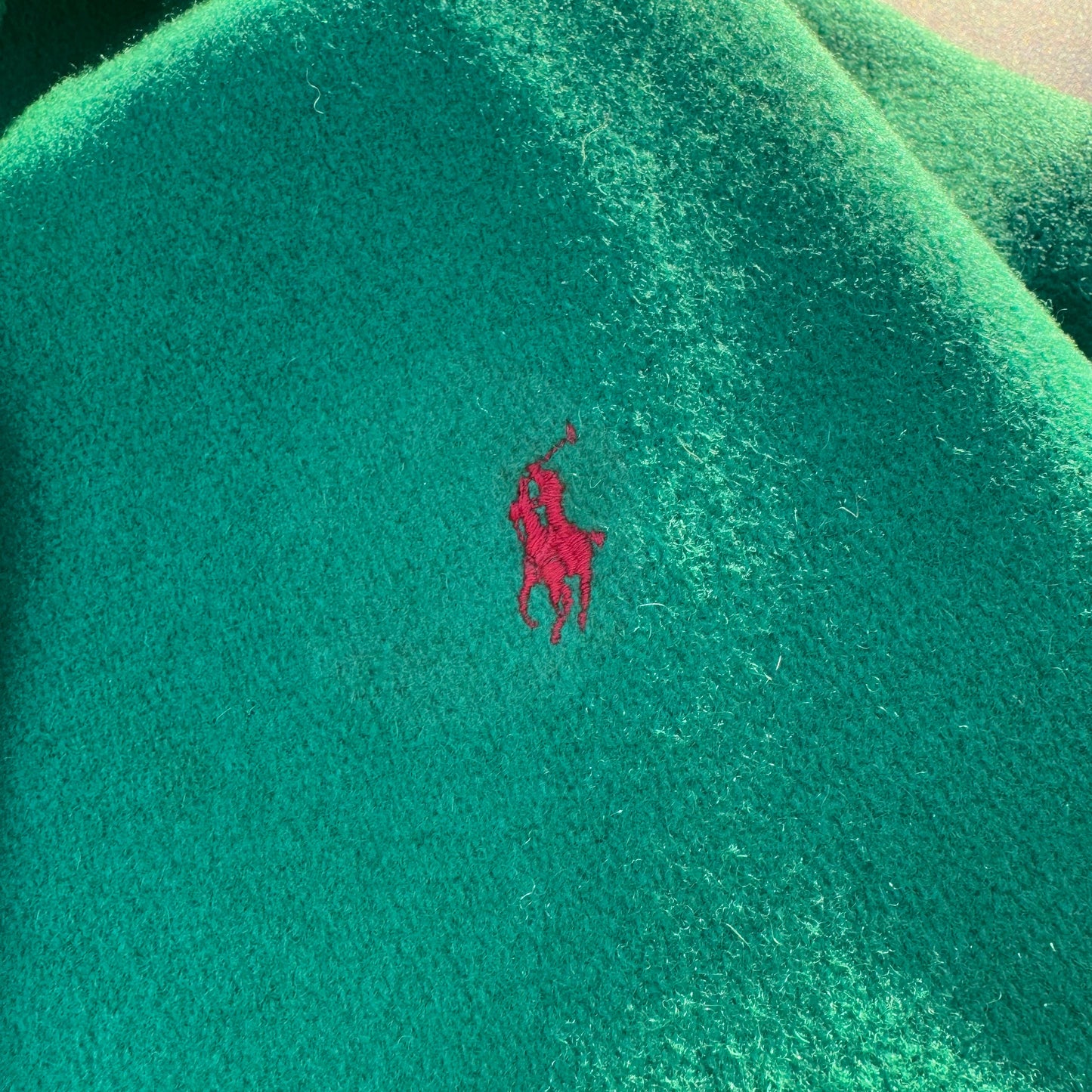 80s Ralph Lauren Made in USA Green Detachable Hoodie Wool Swing Top Jacket KiiChain Clothing