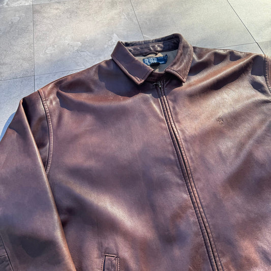 90s-00s Polo by Ralph Lauren Brown Leather Jacket KiiChain Clothing