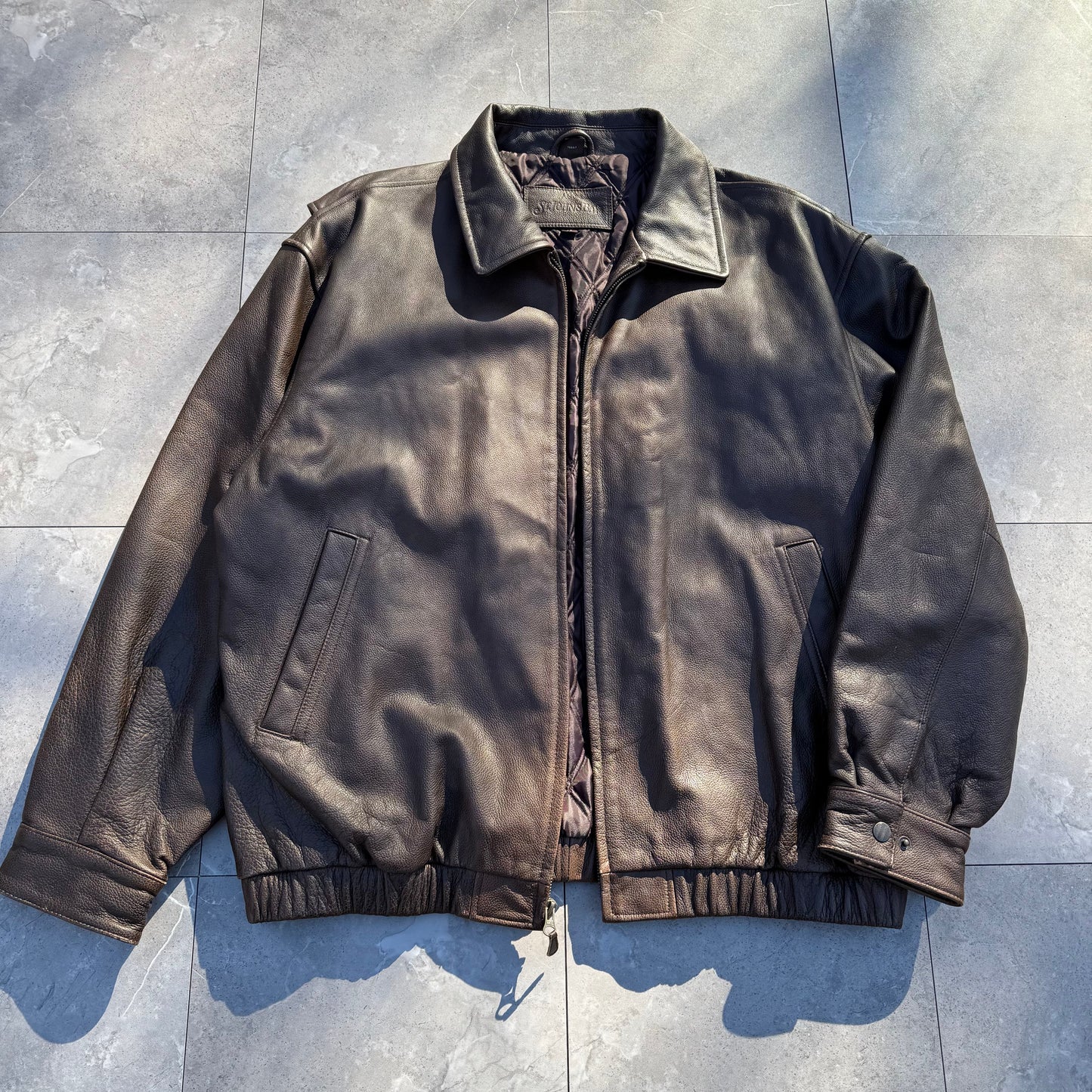 90s-00s St. John's Bay Brown Leather Jacket KiiChain Clothing