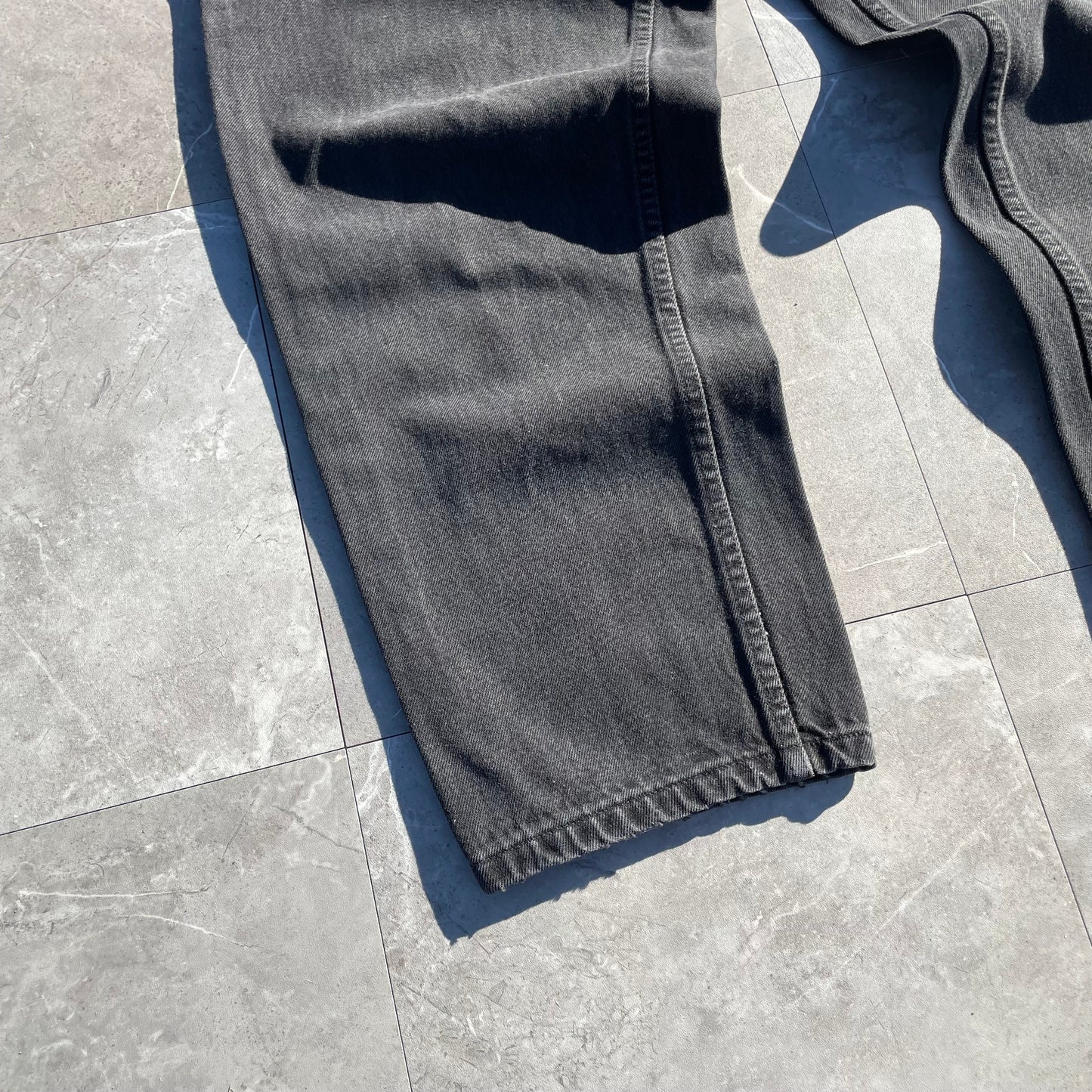 90s Lands' End Loose Fit Tapered Black Denim Size 16 KiiChain Clothing