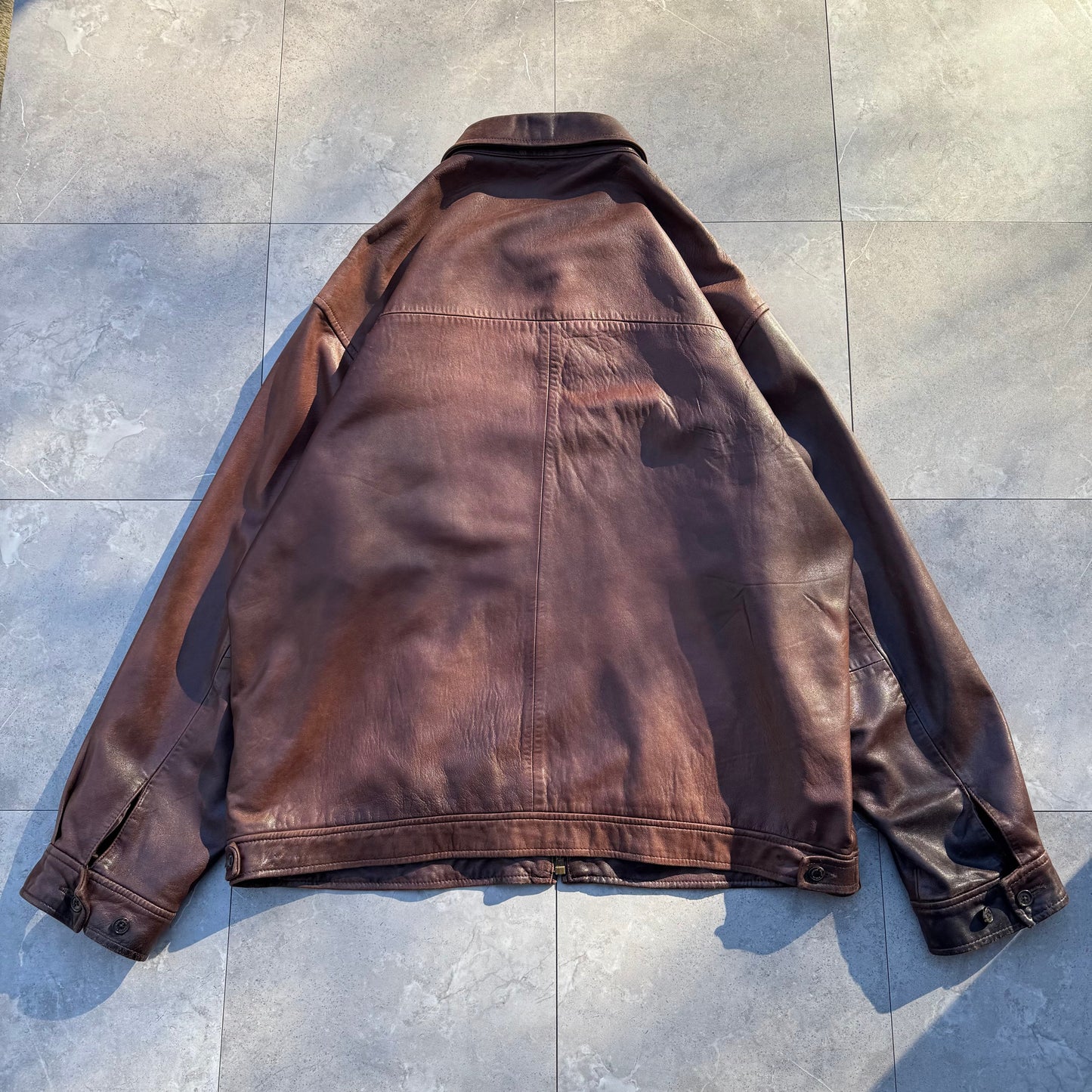 90s-00s Polo by Ralph Lauren Brown Leather Jacket KiiChain Clothing