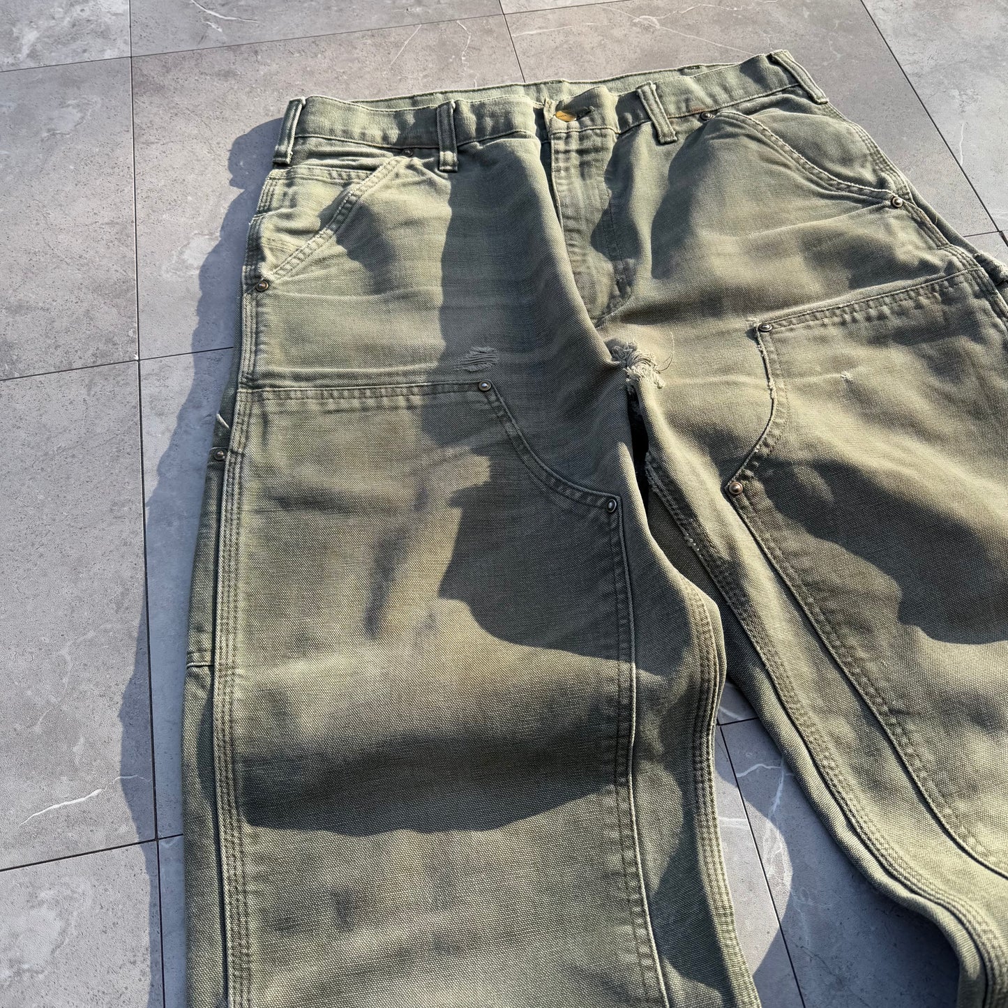 90s-00s Carhartt Moss Green Double Knee Work Pants 32x32
