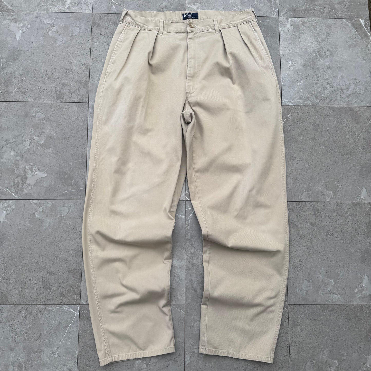 80s-90s Polo by Ralph Lauren Made in USA Cream/Beige Chino Pants 36x32