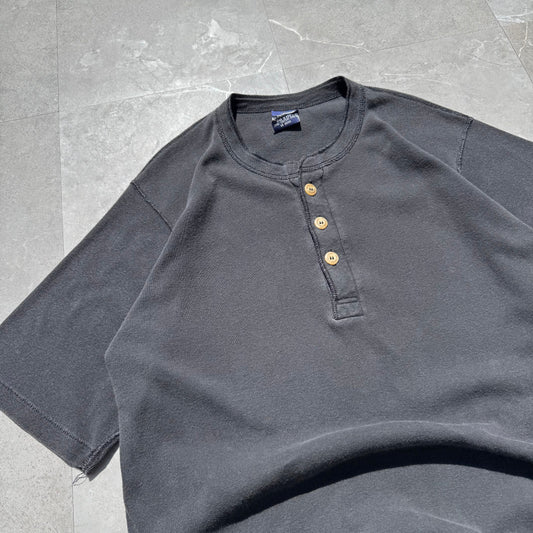 90s Duofold Made in USA Faded Black Henley Tee KiiChain Clothing