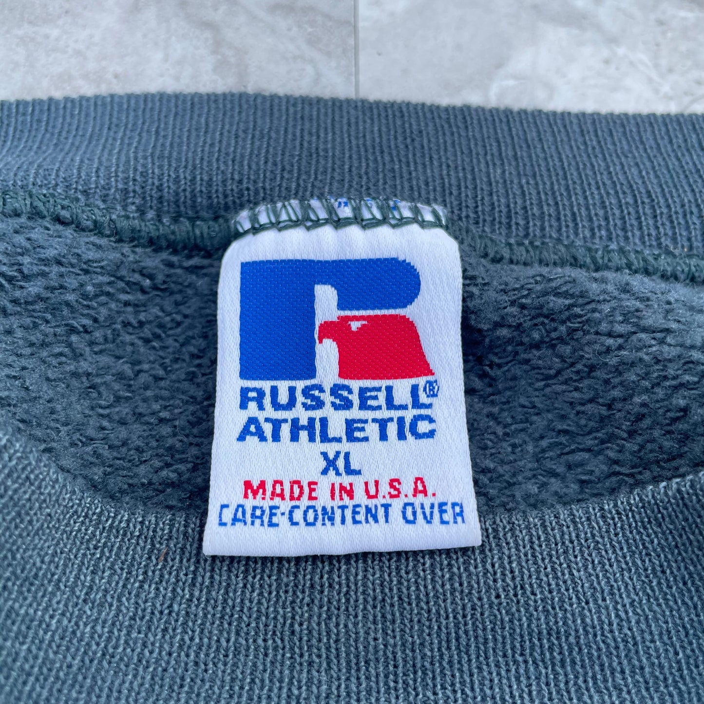 90s Russell Athletic Blank Green-Gray Crewneck KiiChain Clothing