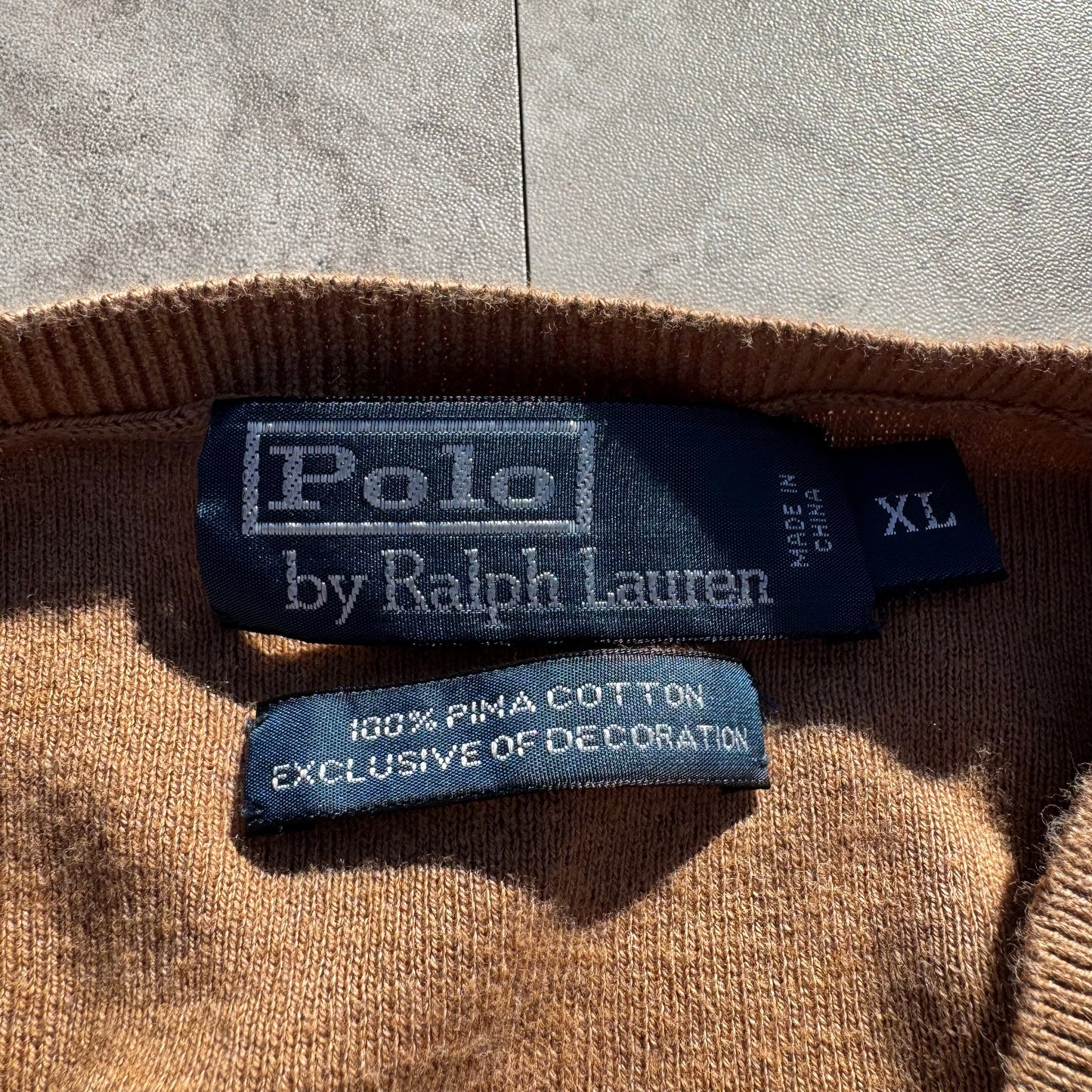 90s-00s Ralph Lauren 100% Pima Cotton Exclusive of Decoration V-Neck Knit KiiChain Clothing